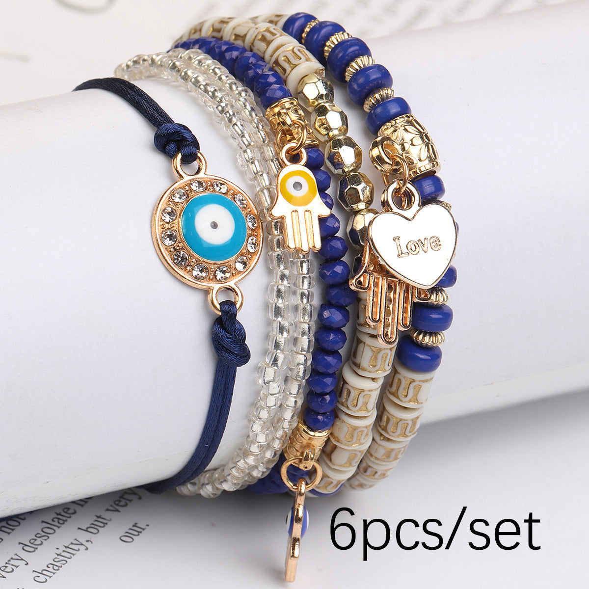 Pulsera de cuerda trenzada ajustable de varias capas y elementos múltiples