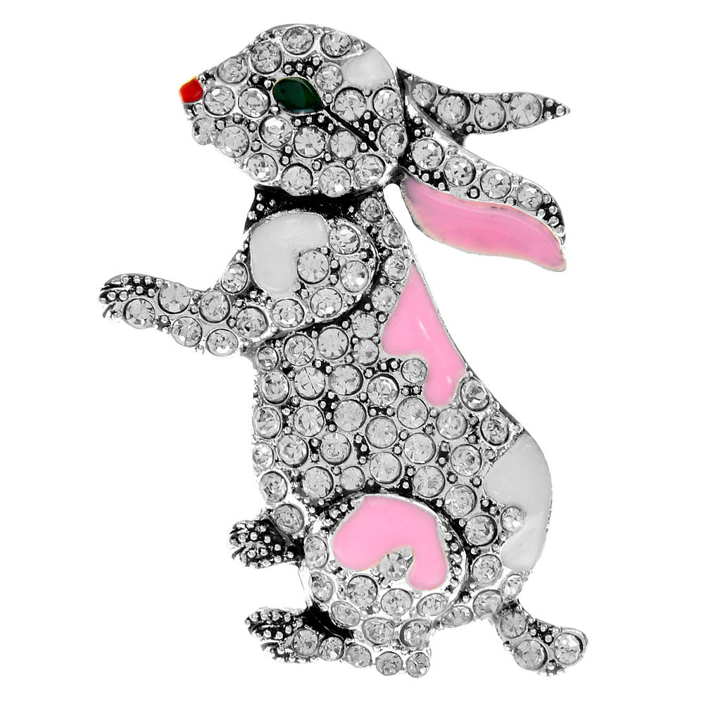 Diamant-Kaninchen-Brosche, Emaille, süße Cartoon-Anstecknadel, kleines Tier, Kleidung, Sternzeichen-Design, Corsage, Nische