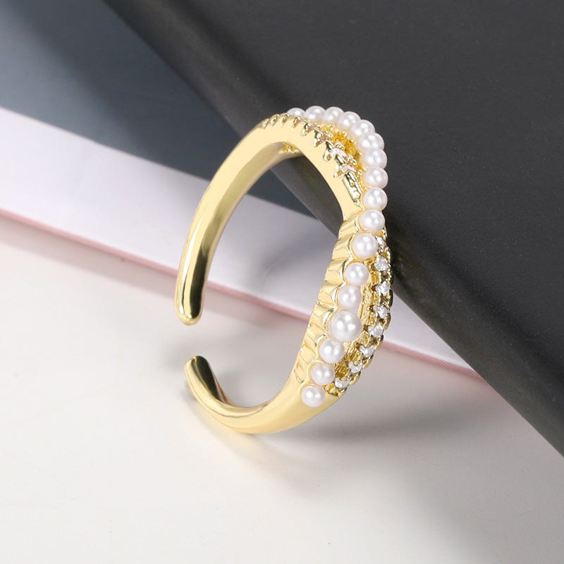 Perlen-Temperament-Damen-Kreuz-Indexfingerring