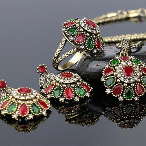 Antikes Hochzeits-Schmuckset Halskette Ring Ohrringe