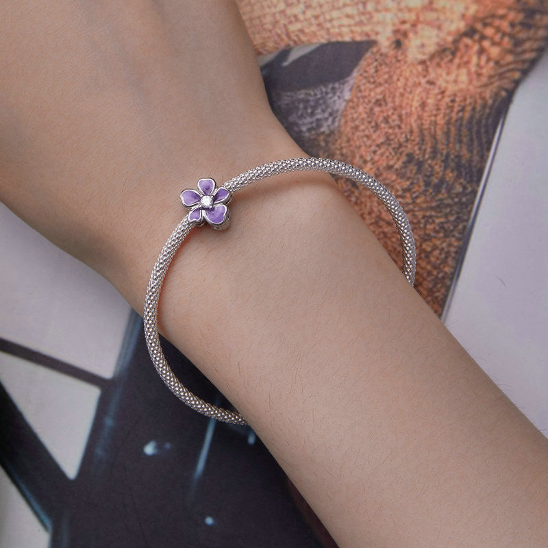 Verlaufende violette Blumenperlen aus Sterlingsilber