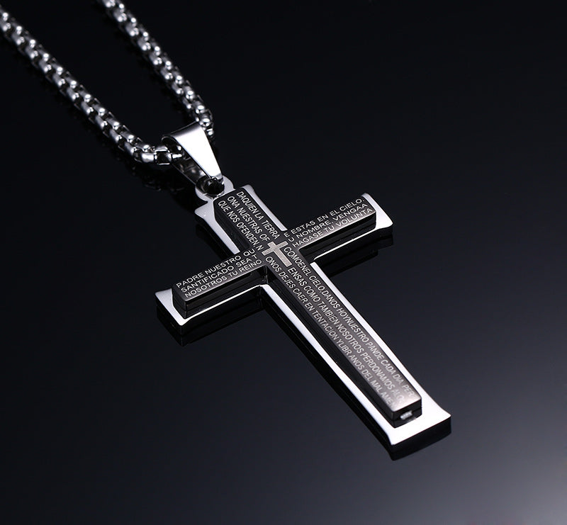 Double Cross Herren Titan Halskette Edelstahl Anhänger Schmuck