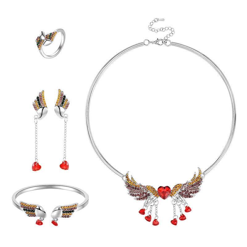 Engelsflügel vierteiliges Schmuckset Mode Luxus