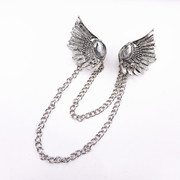Damen Punk Flügel Juwel Vintage Kragenclip