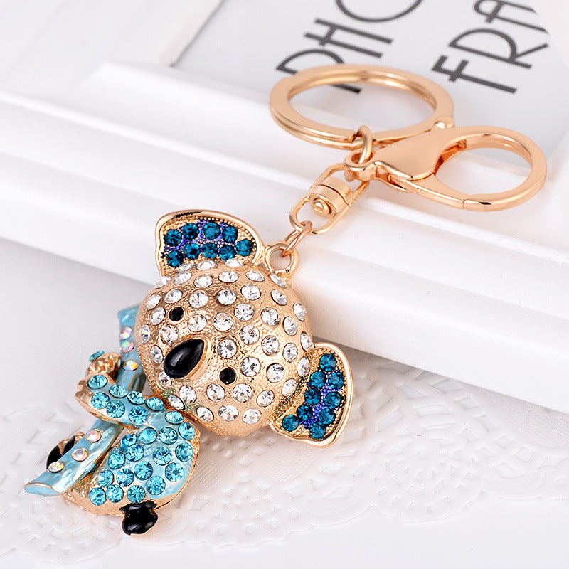 Llavero de koala con diamantes de imitación, colgante de metal con forma de animal, adorno para bolso, regalos