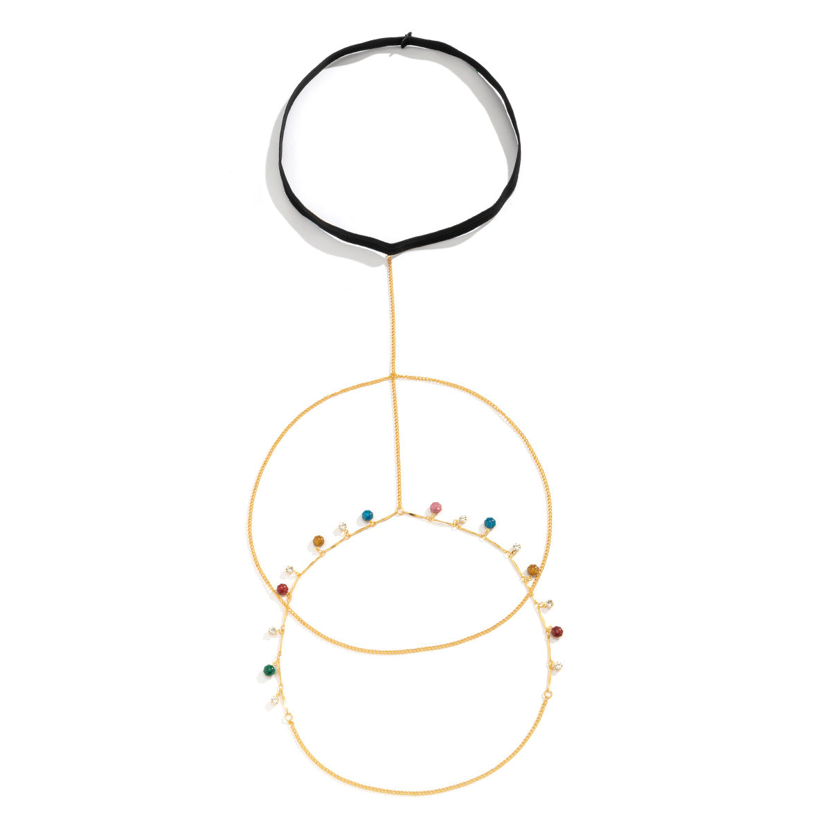 Cadena de muslo con borla elástica de cadena colorida