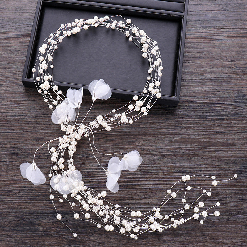 Tocado de novia hecho a mano con perlas, diadema de hadas, súper de hadas