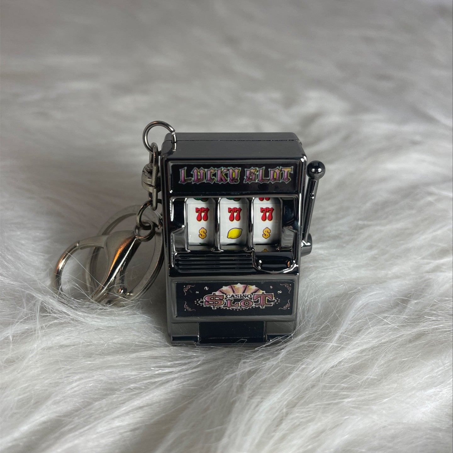 Mini Fruit Digital Lottery Novelty Palm Slot Machine Keychain