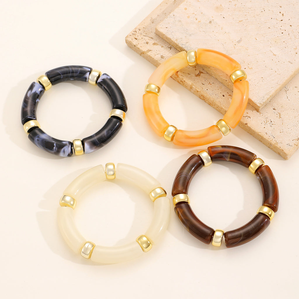 Europäisches und amerikanisches Harzperlenarmband mit Bambusgelenk und übertriebenem Farbabstimmungsdesign