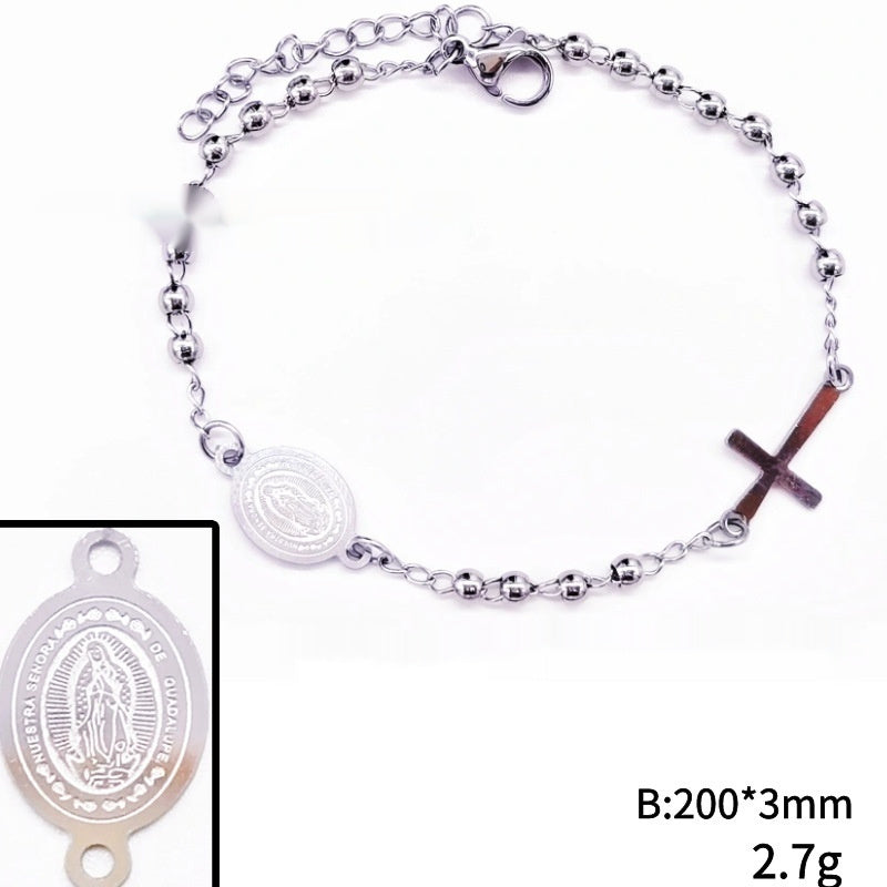 Stainless Steel Bead Cross Bracelet Jewelry Accessories