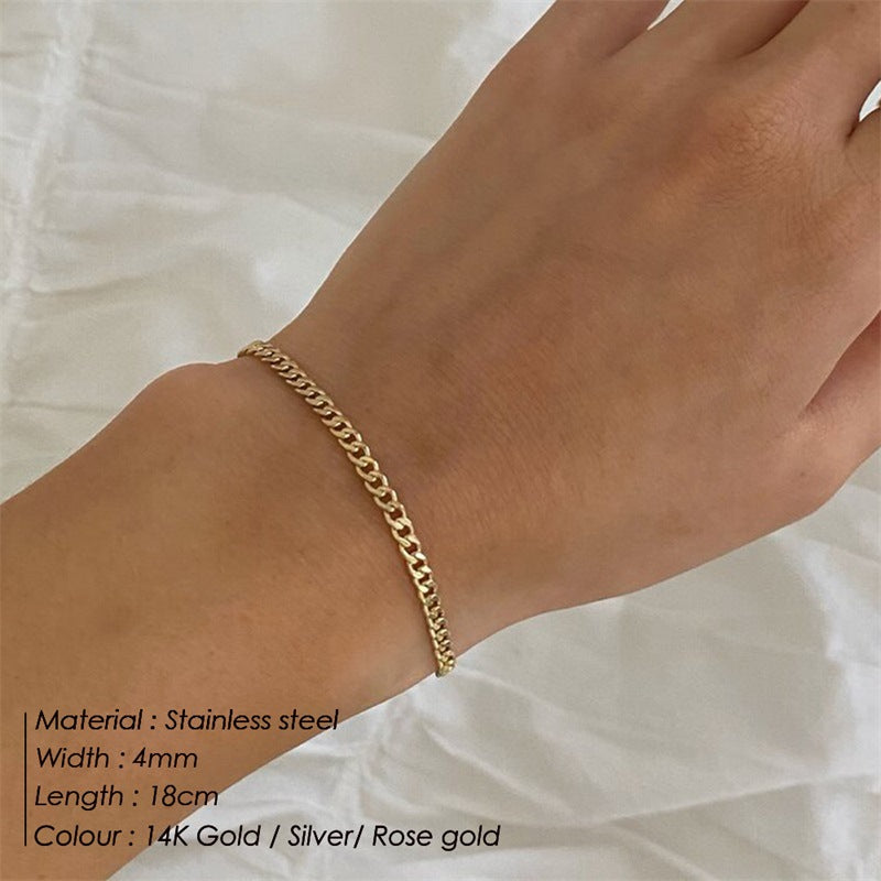 Edelstahl Cuban Link Kette Zwillingsarmband Set