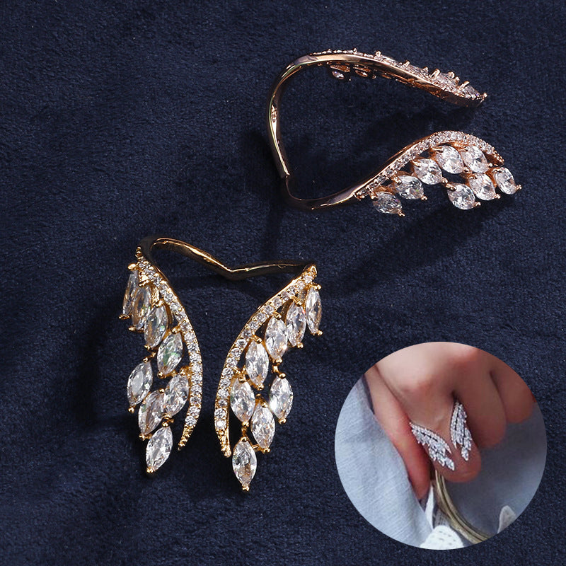 Kreativer offener Ring mit Engelsflügeln, exquisite Damen-Strass-Ringe, personalisierter Schmuck