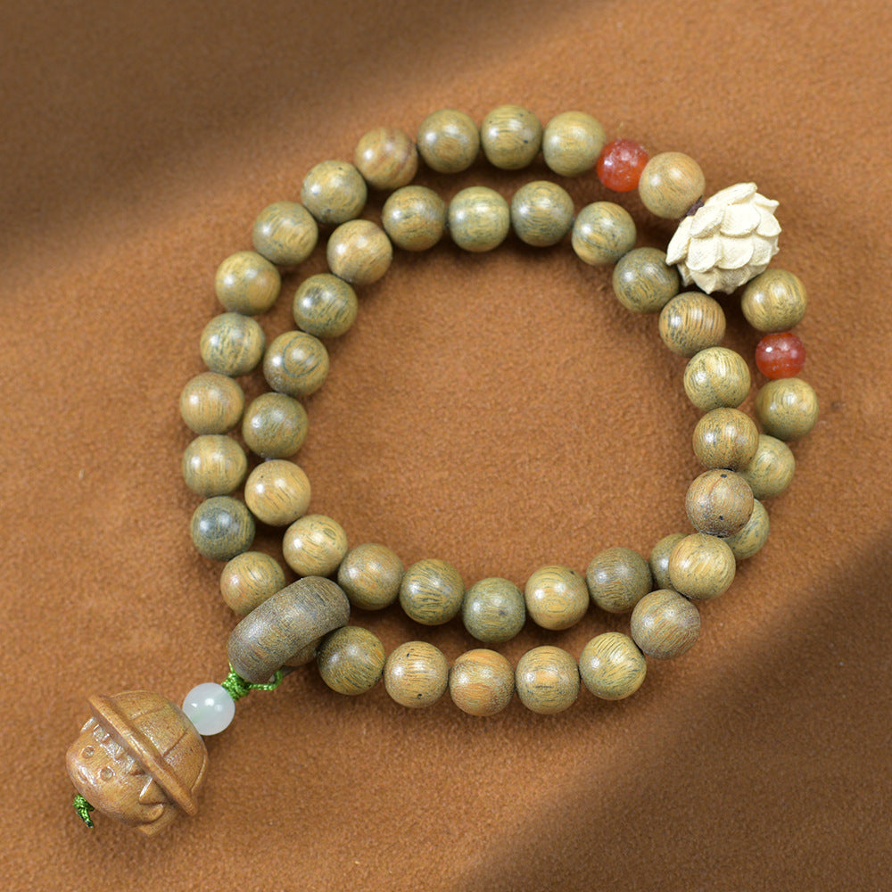 Natural Green Sandalwood Bamboo Double Ring DIY Bracelet