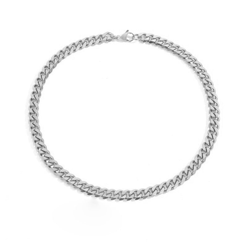 Stainless Steel Necklace 14K Gold Plated Cuban Chain Clavicle Chain