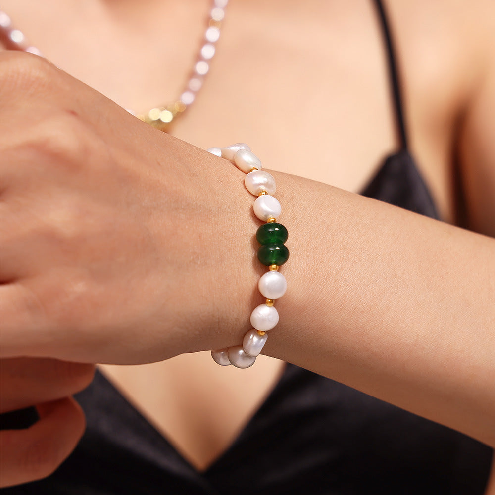 Pulsera de perlas de agua dulce para mujer, estilo versátil para el día a día