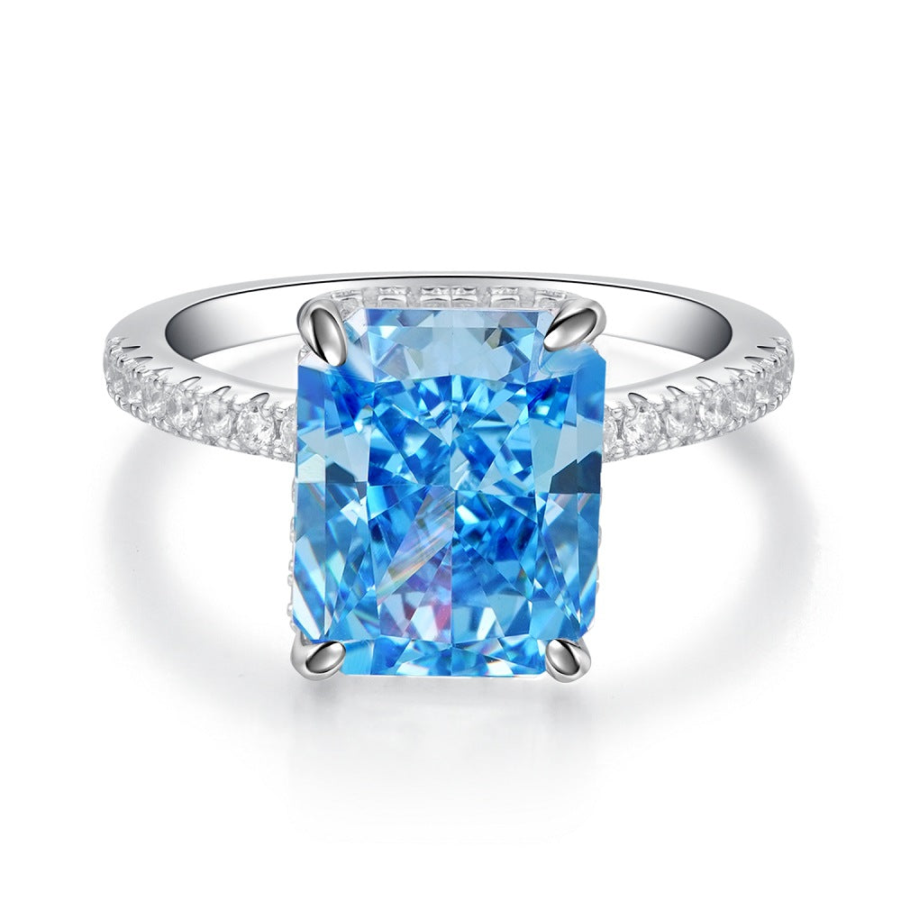 S925 Sterling Silberring Damen High Carbon Diamant