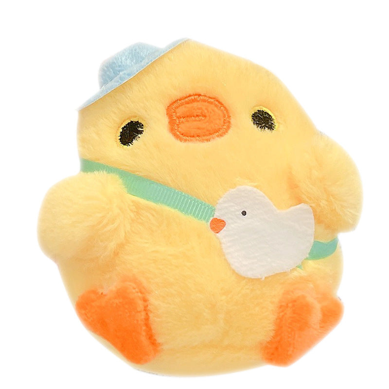 Lindo y pequeño pollo de peluche, llavero con colgante