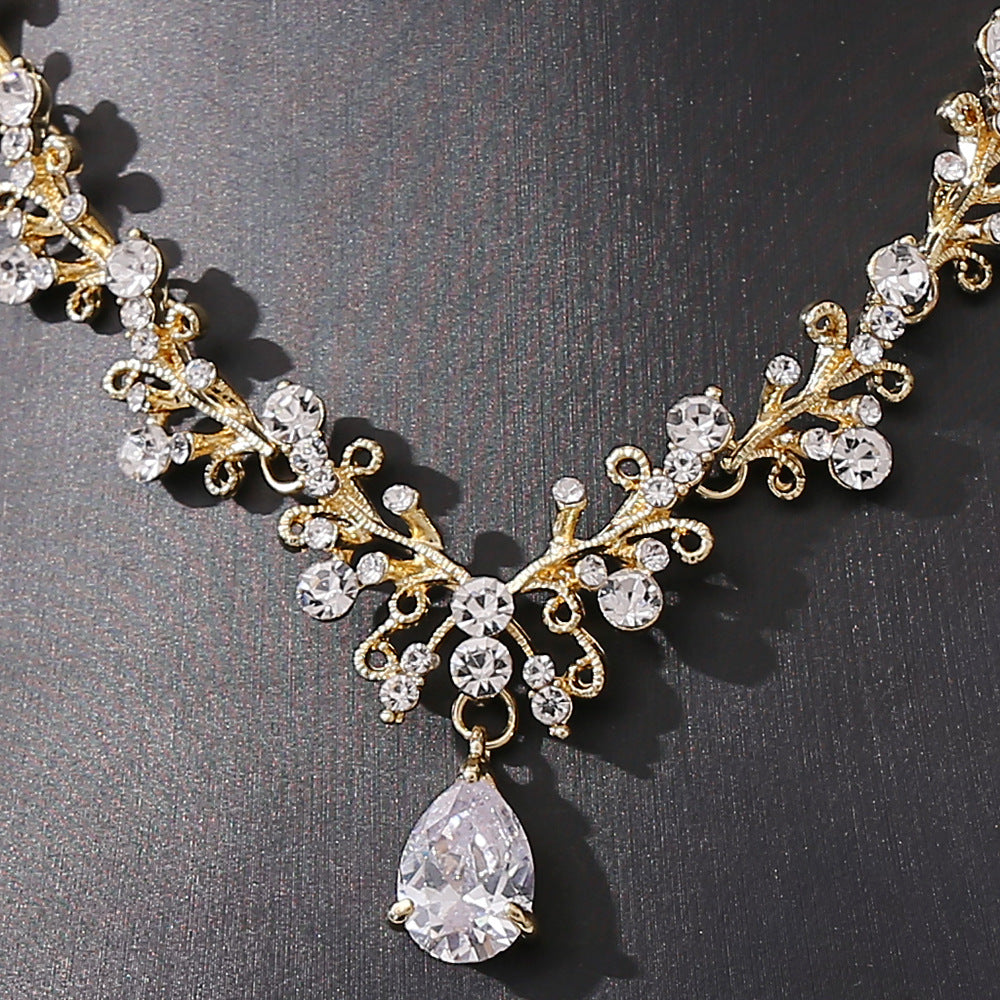 Braut Strass Zirkon Ohrring-Halskette