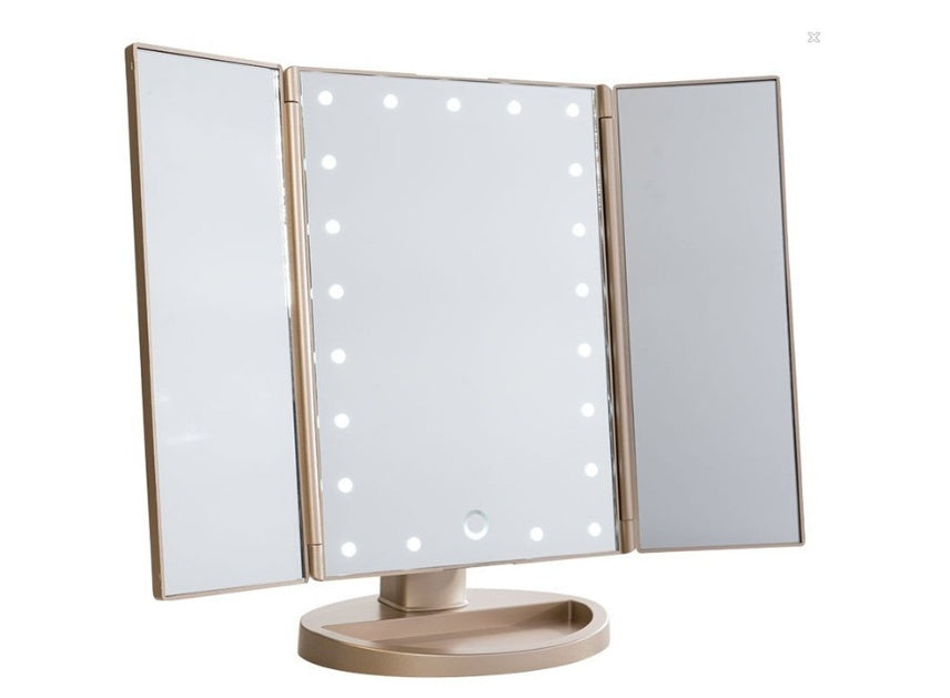 24 LED Magnifying Lighted Cosmetic Makeup Mirror Tabletop Tri-fold Touch Screen Mirror Touch Screen