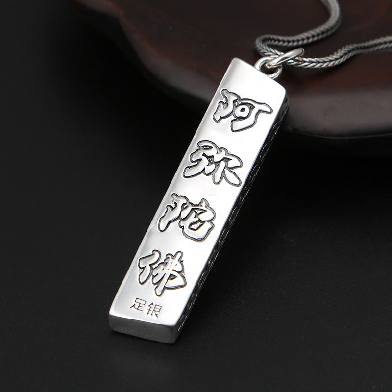Thai-Silber Hoh Halbe Anita Buddha Gesichtsanhänger Lange Silbermedaille
