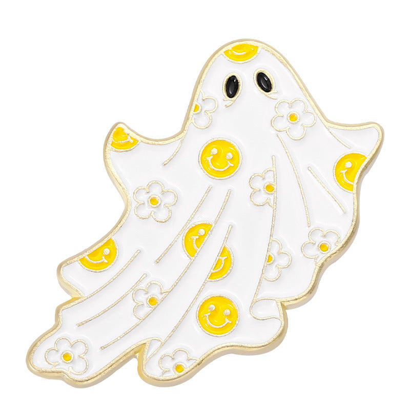 Halloween Cartoon Lustiger Geist Kürbis Metall Süßer Totenkopf Anstecknadel