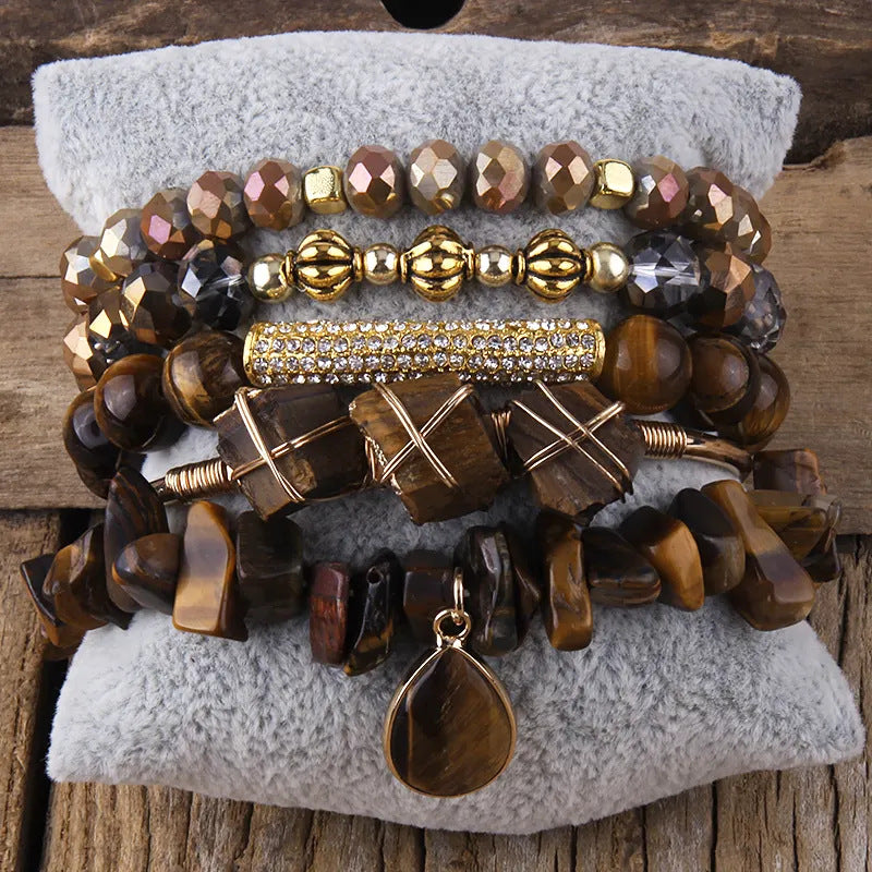 Natural Stone Glass Mixed Gravel Bracelet