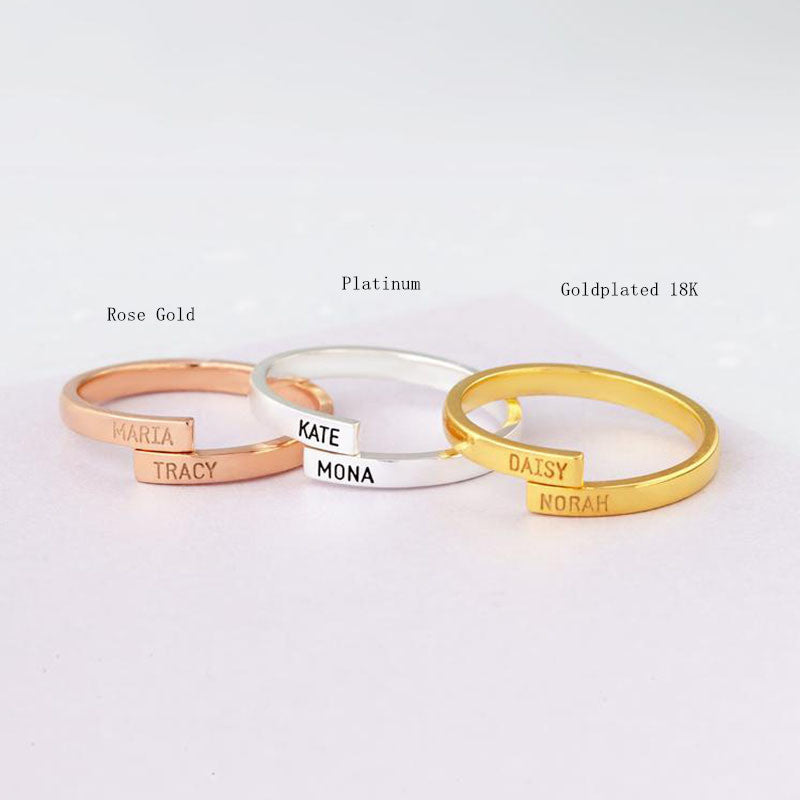 Personalisierter Name Ring Vergoldet Paar