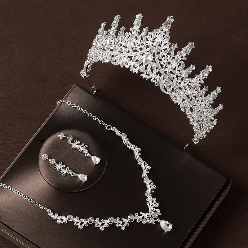 Retro atmosphärische Strass-Geburtstagskrone Haar-Accessoires dreiteiliges Set