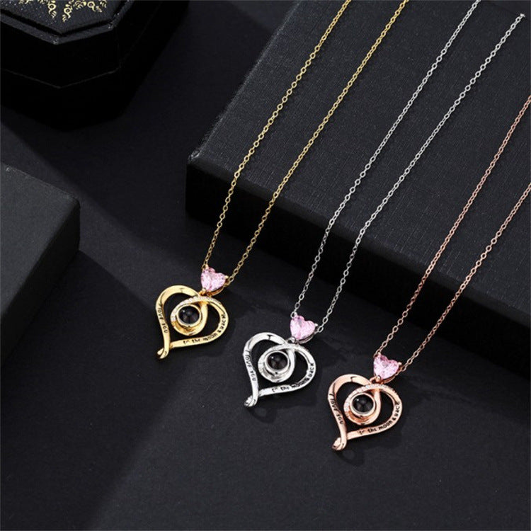 Collar de Plata de Ley 925 con Letra en Forma de Corazón para Mujer