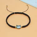 Interessantes Design Damenmuschel Schwarze Katze Handgewebtes Handseil Armband
