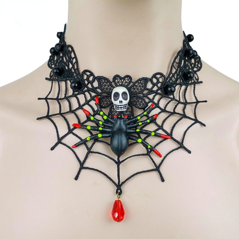 Gothic Schmuck Rote Fledermaus Halloween Halskette Spitze Choker Halskette für Damen Nightmare Before Christmas Schwarze Layered Halskette