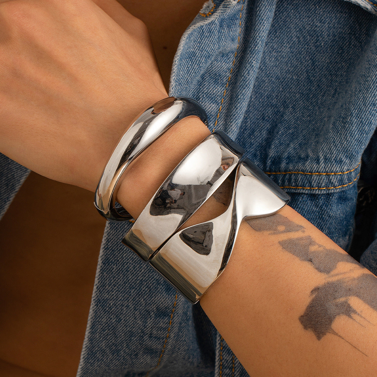 Metal Bracelet Men's Hip Hop Fashion Personality Bright Opening Irregular