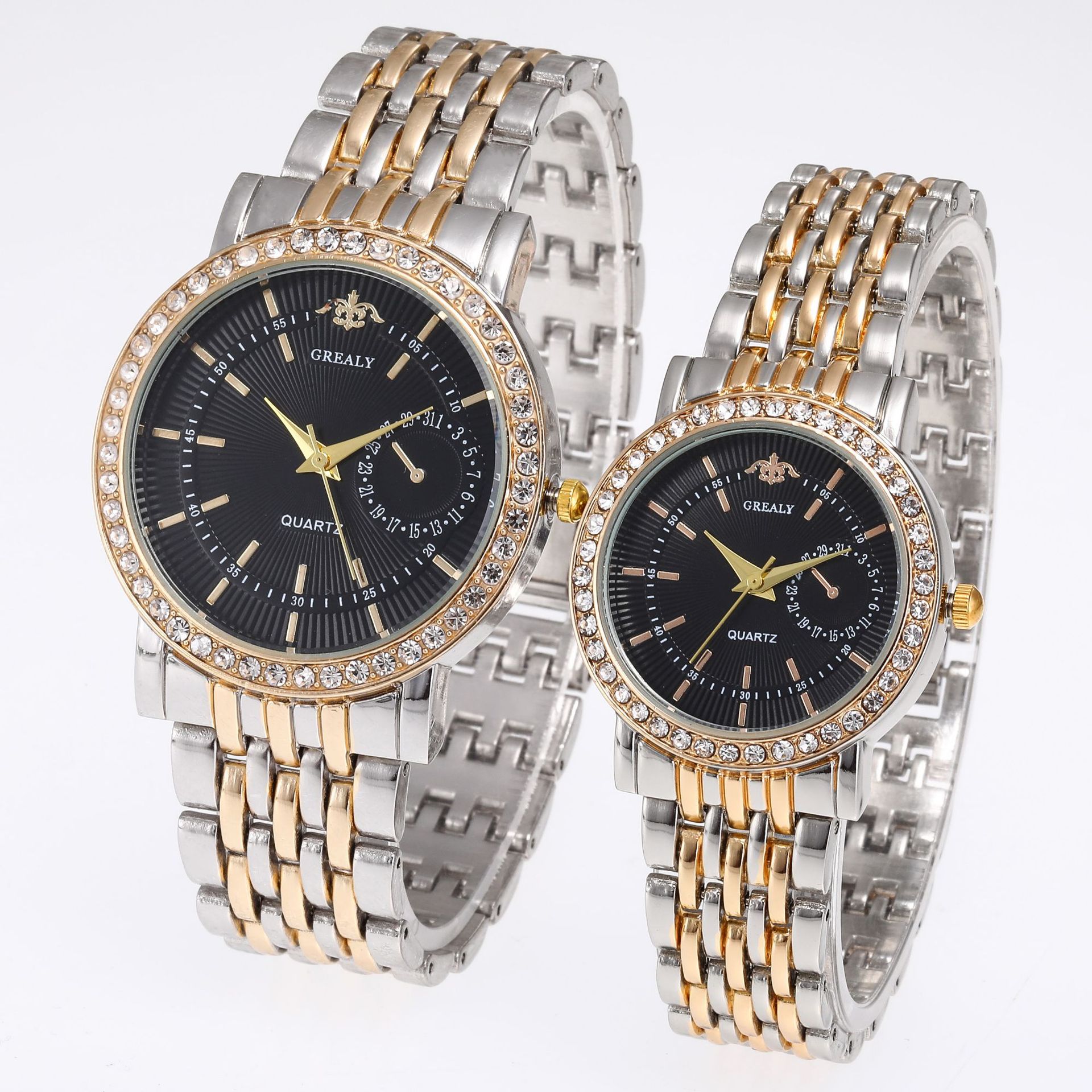 Reloj de pulsera clásico de negocios de lujo con diamantes para parejas