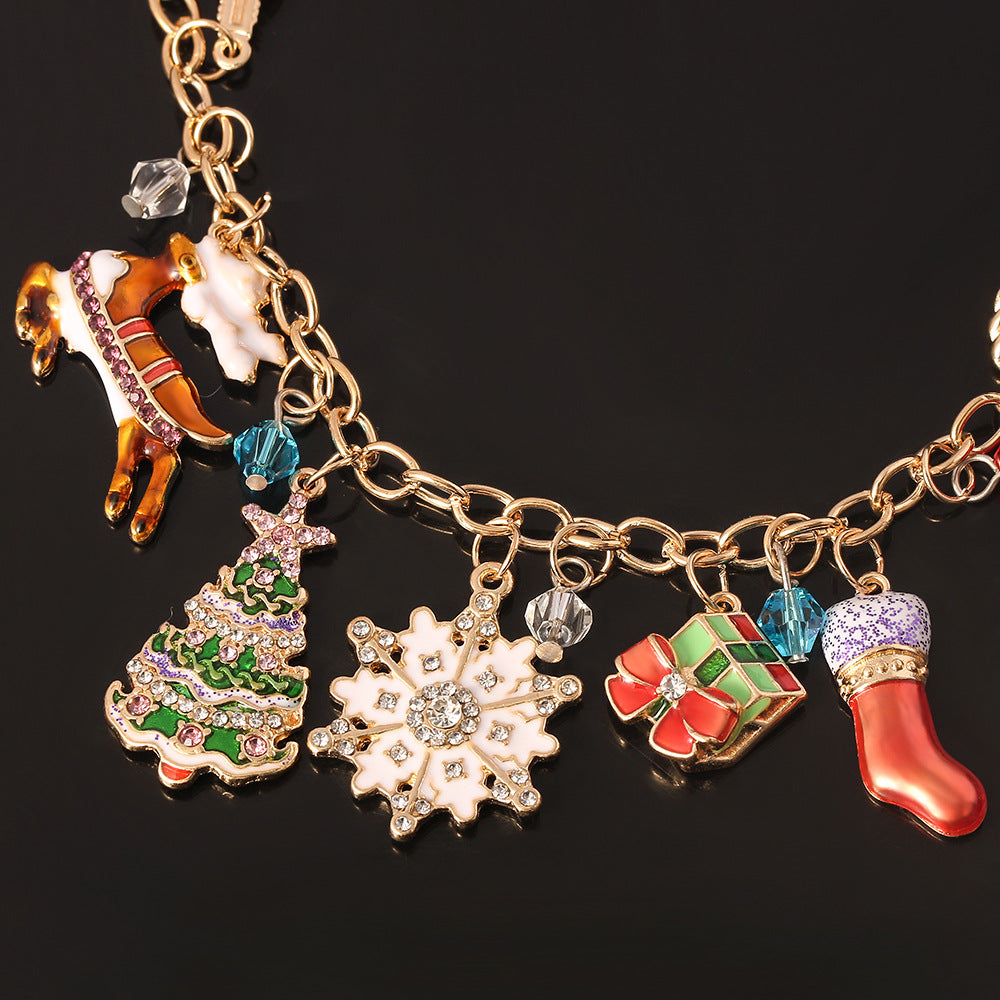 Trendige Weihnachtsarmbänder Kette Elch Schneemann Schneeflocken Armband für Tochter Glocken Socken Weihnachtsmann Armbänder Weihnachtsgeschenke