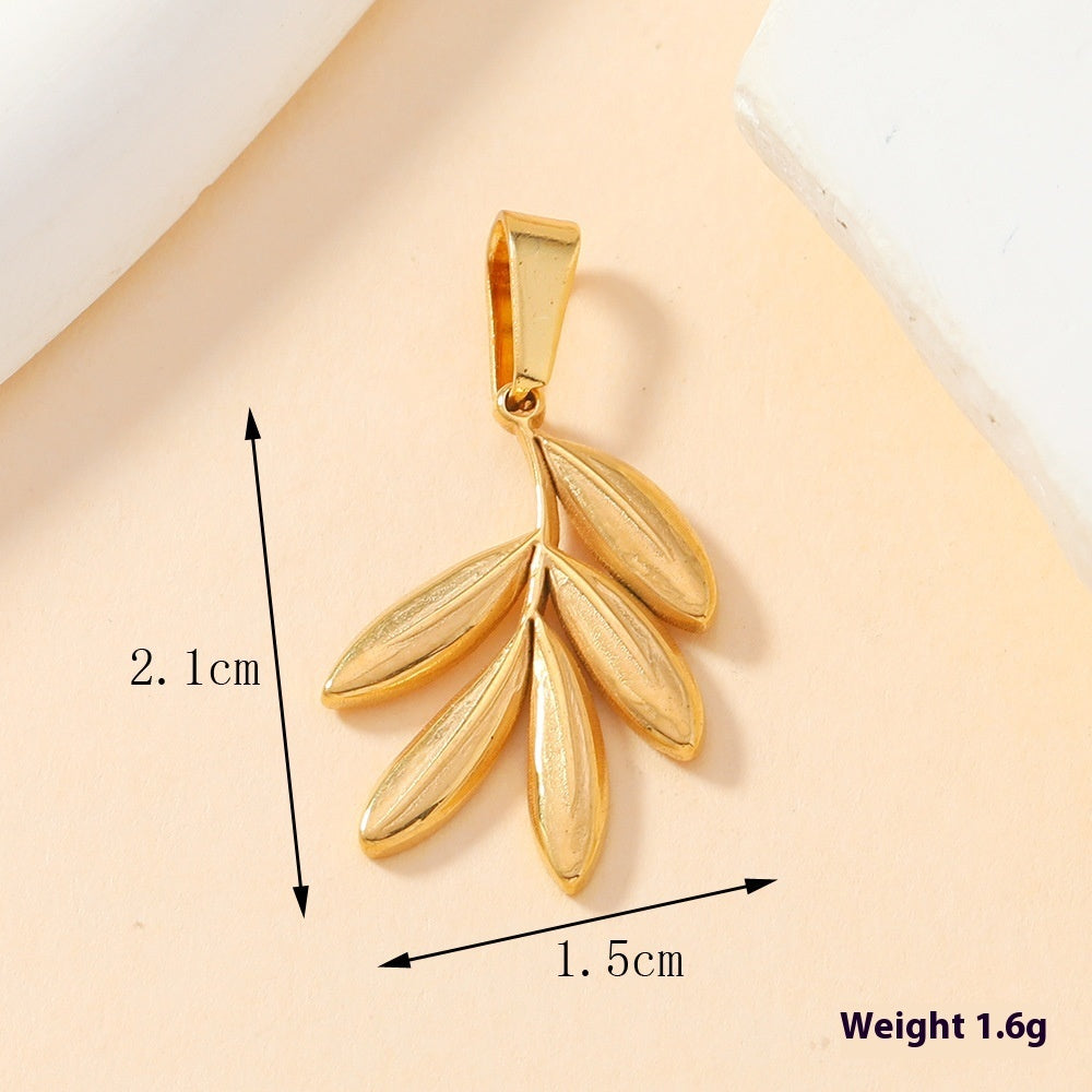 Einzelanhänger Mode Persönlichkeit Edelstahlguss Ornament Weizenanhänger Geometrische Hohlquadrat Halskette DIY Zubehör