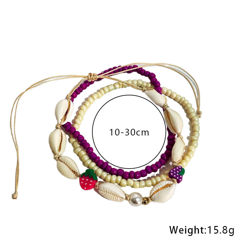 Adornos para pies Bohemia Color Perla Concha de Estrella de Mar Colgante Tobillera Adorno de Estilo de Playa Femenino