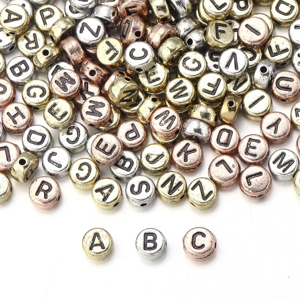 Flat Round Letter Beaded Diy Bracelet Ornament