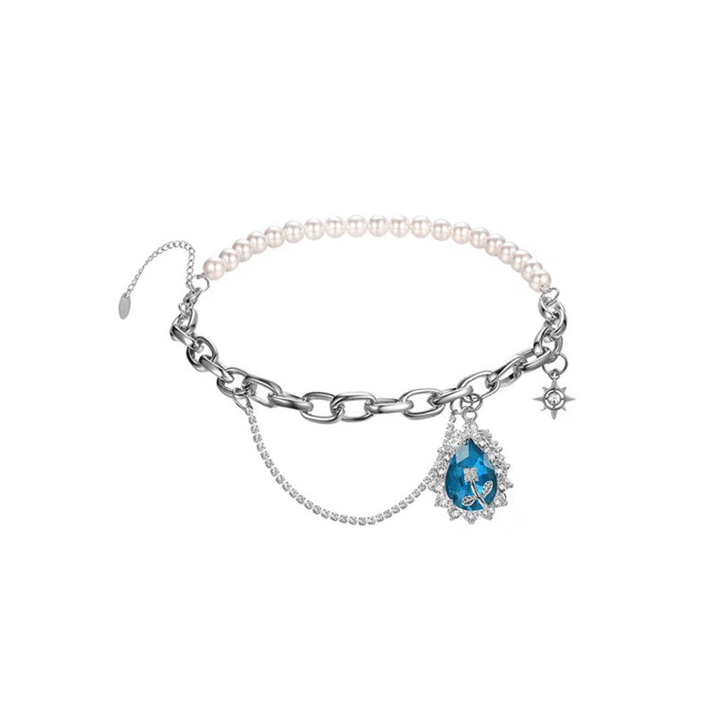 Damenmode Strass Spleißen Perlenkette