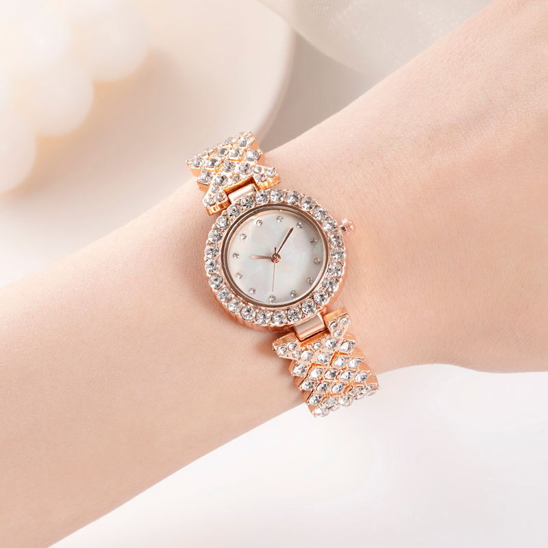 Reloj de cuarzo sencillo de aleación con diamantes para mujer