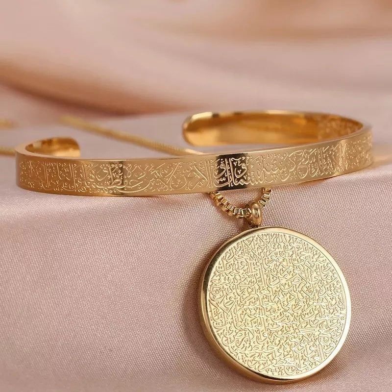 Edelstahl Arabische Scheiben Halskette Armband