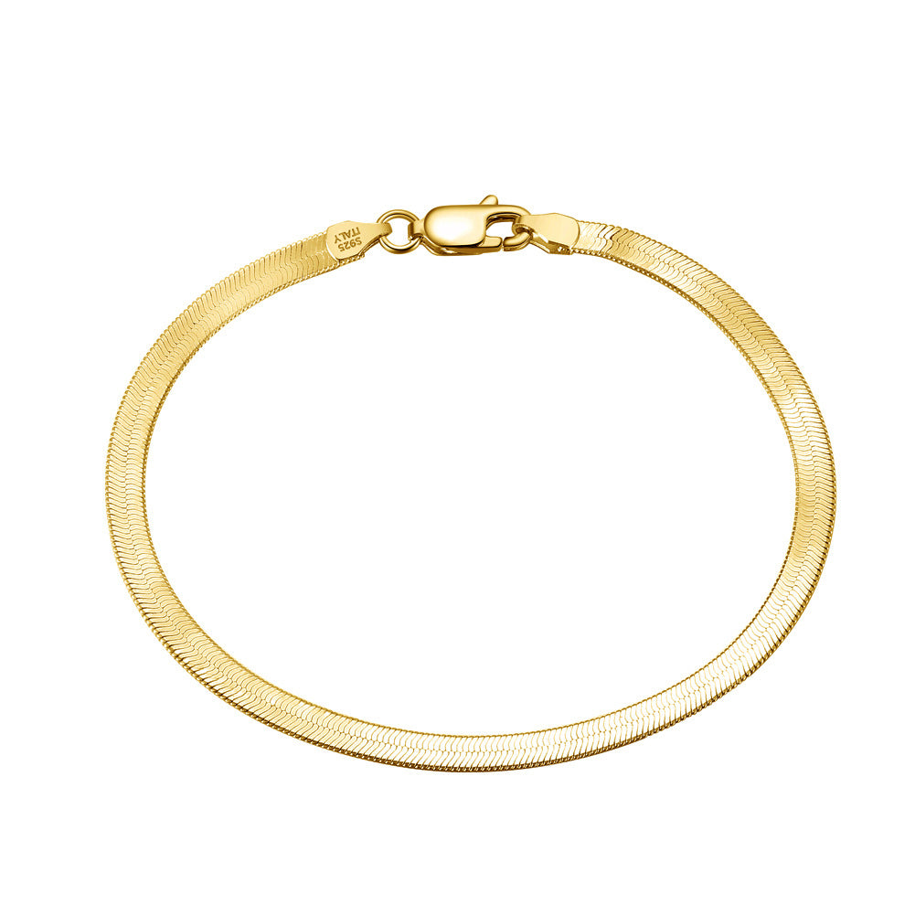 Armband S925 Sterlingsilber Flache Schlangenkette