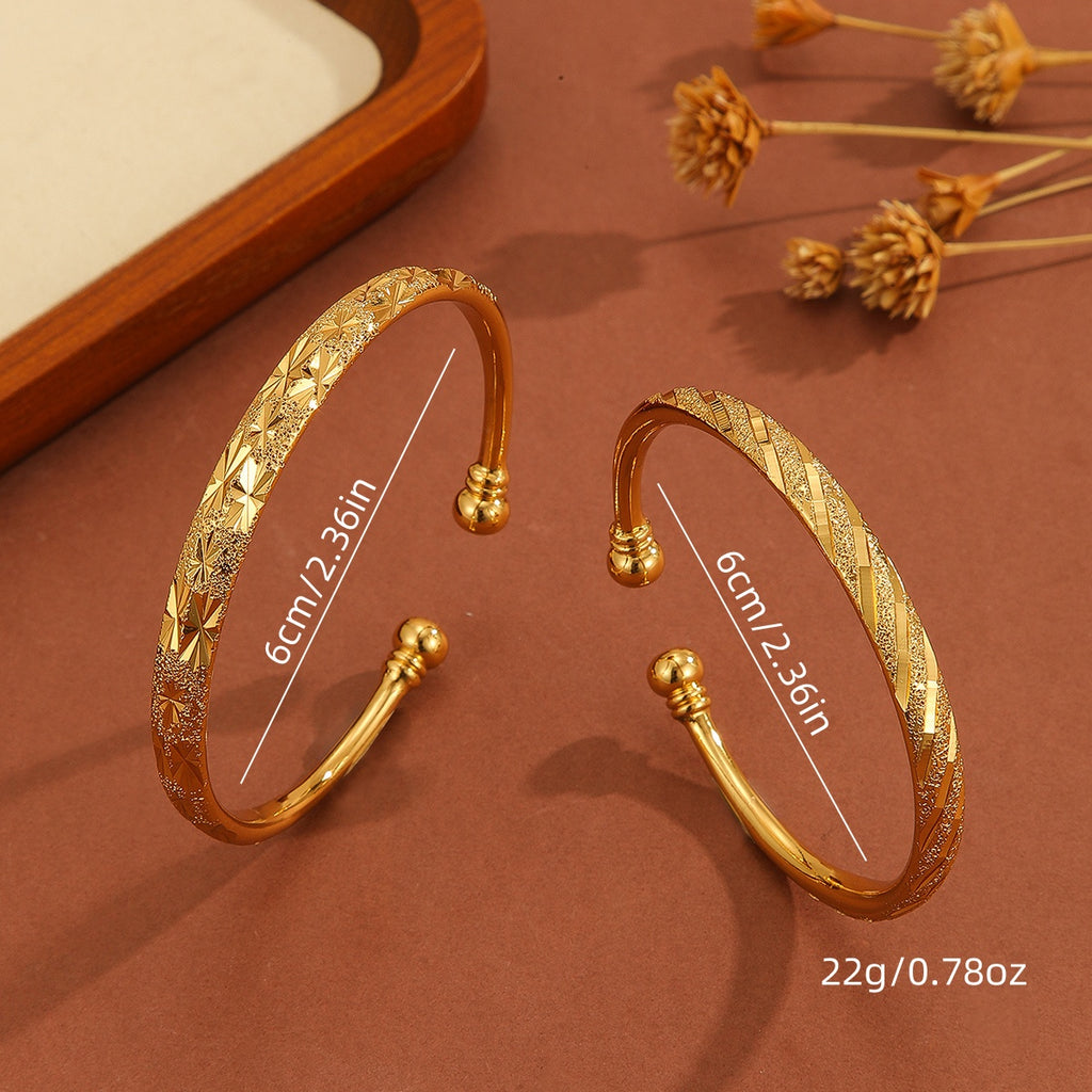 1 Stk. Vintage vergoldetes 18K zart gemustertes Armband, Sandgold Damen Offenes Armband, Geeignet für den täglichen Gebrauch, Weihnachtsgeschenke