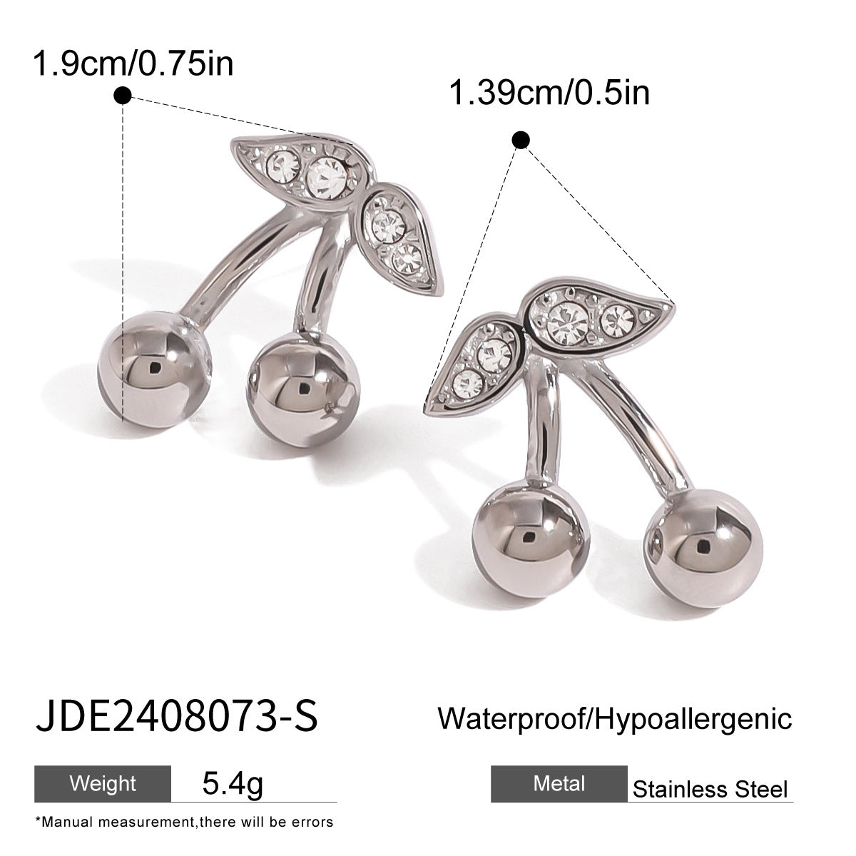Edelstahl Kirschkette Süße Ohrringe Ornament Damen
