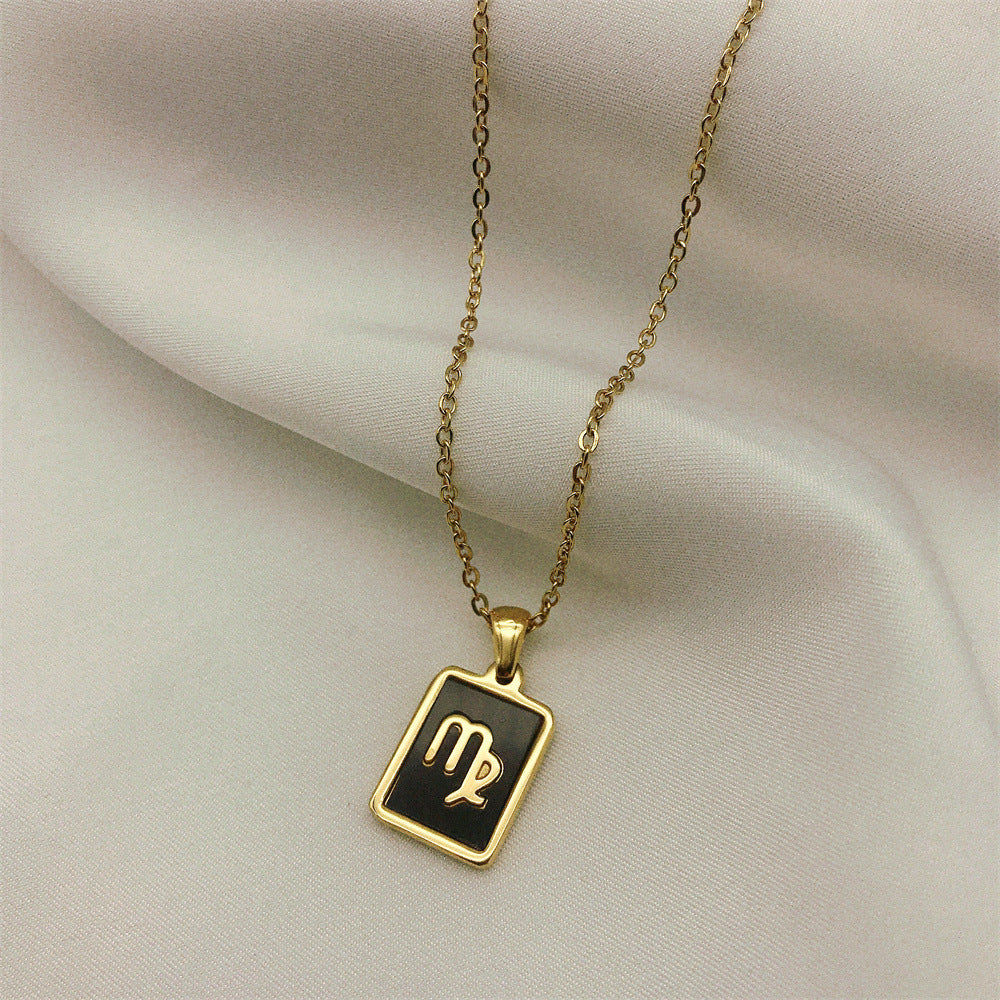 Square Plate Twelve Constellation Rune Necklace