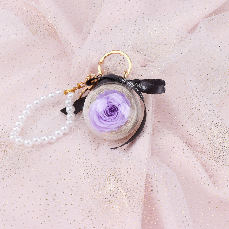 Rose Perianth Pearl Car Hanging Keychain