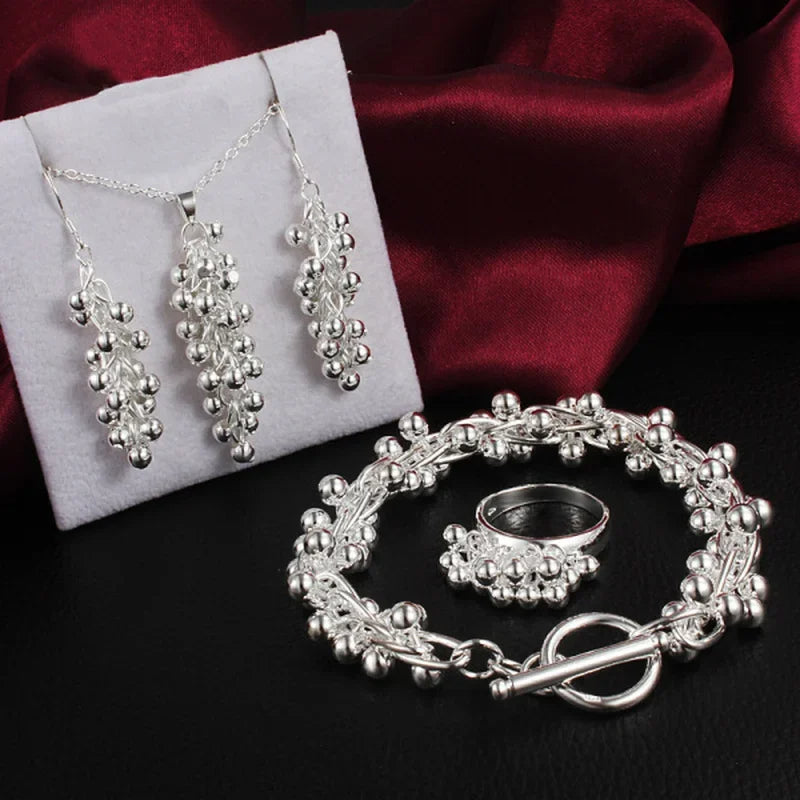 Trauben Armband Halskette Ohrringe Ring Set mit 4