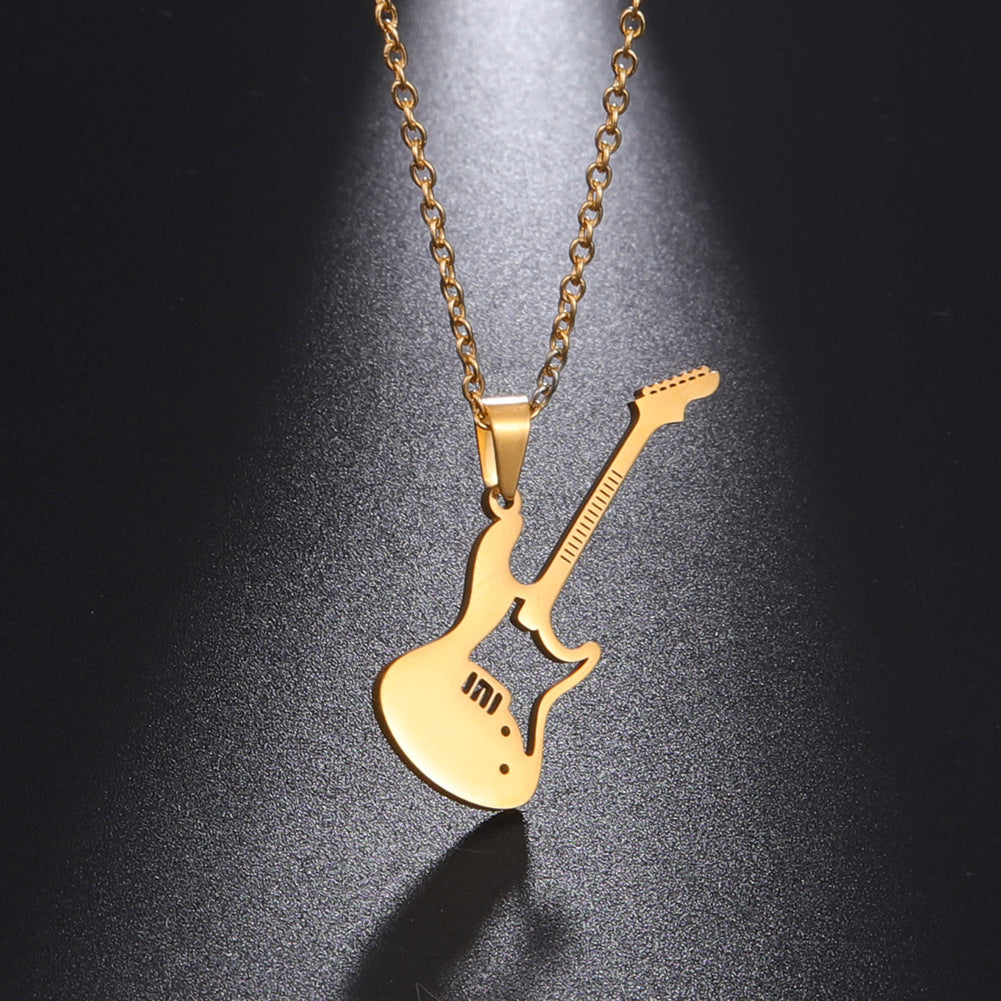 Punk Rock Edelstahl Gitarren-Anhänger Halskette