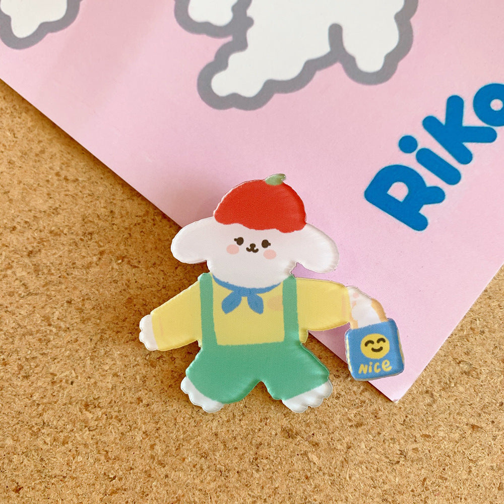 Pequeño broche de dibujos animados conejito lindo accesorios ropa bolso colgante insignia mujer