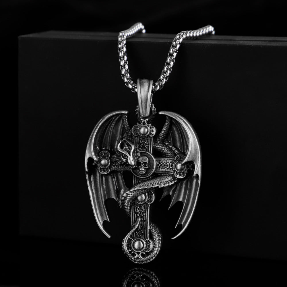 Herren Retro Edelstahl-Anhänger Pulloverkette