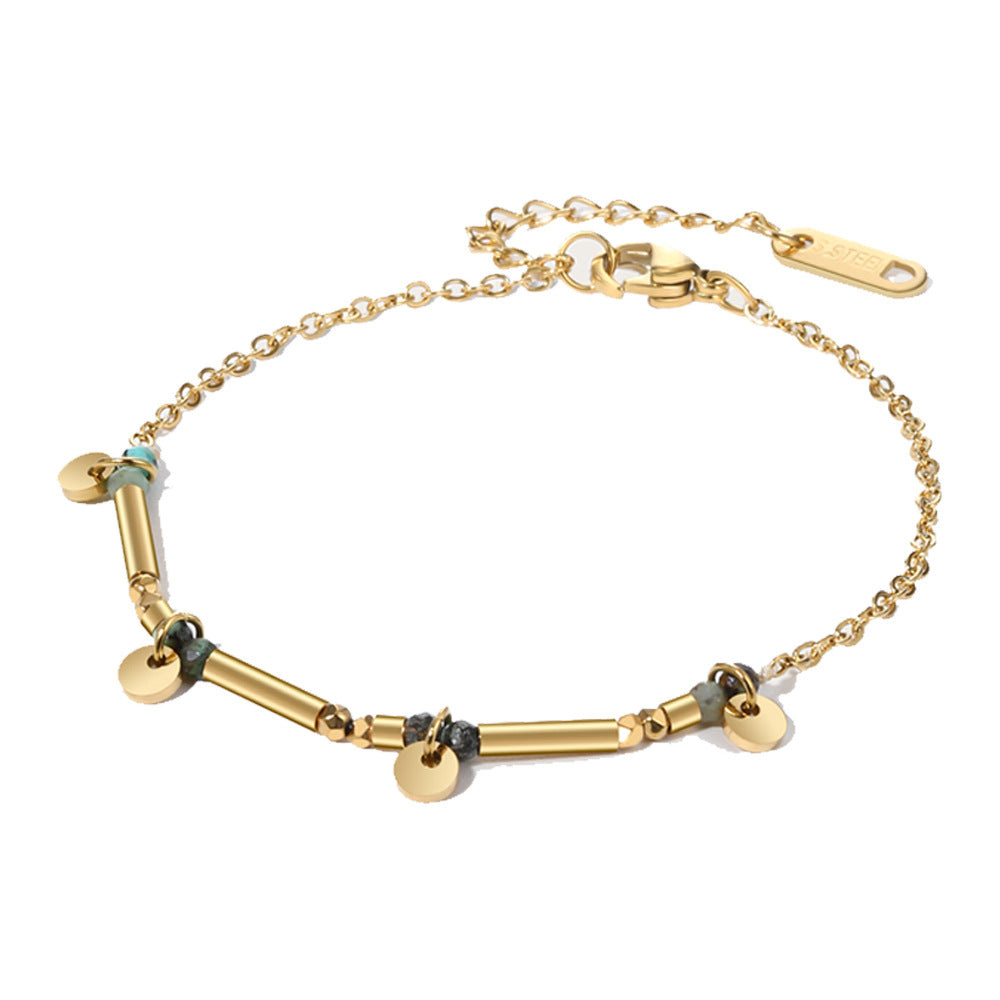 Naturstein-Titanstahl-Armband im französischen Retro-Zwillings-Design
